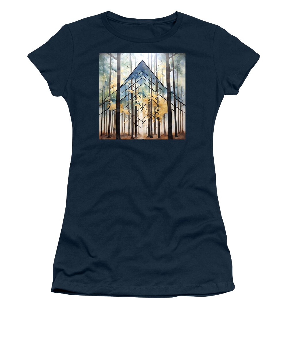 Blue And Green Art Women's T-Shirt featuring the painting Azure Paradise - Blue and Yellow Modern Art by Lourry Legarde