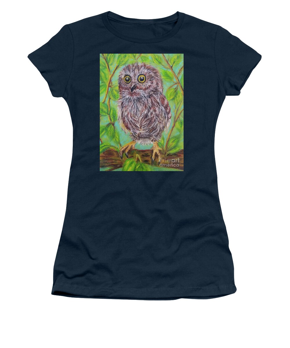 Owl Painting Women's T-Shirt featuring the pastel Baby Owl by Olga Hamilton