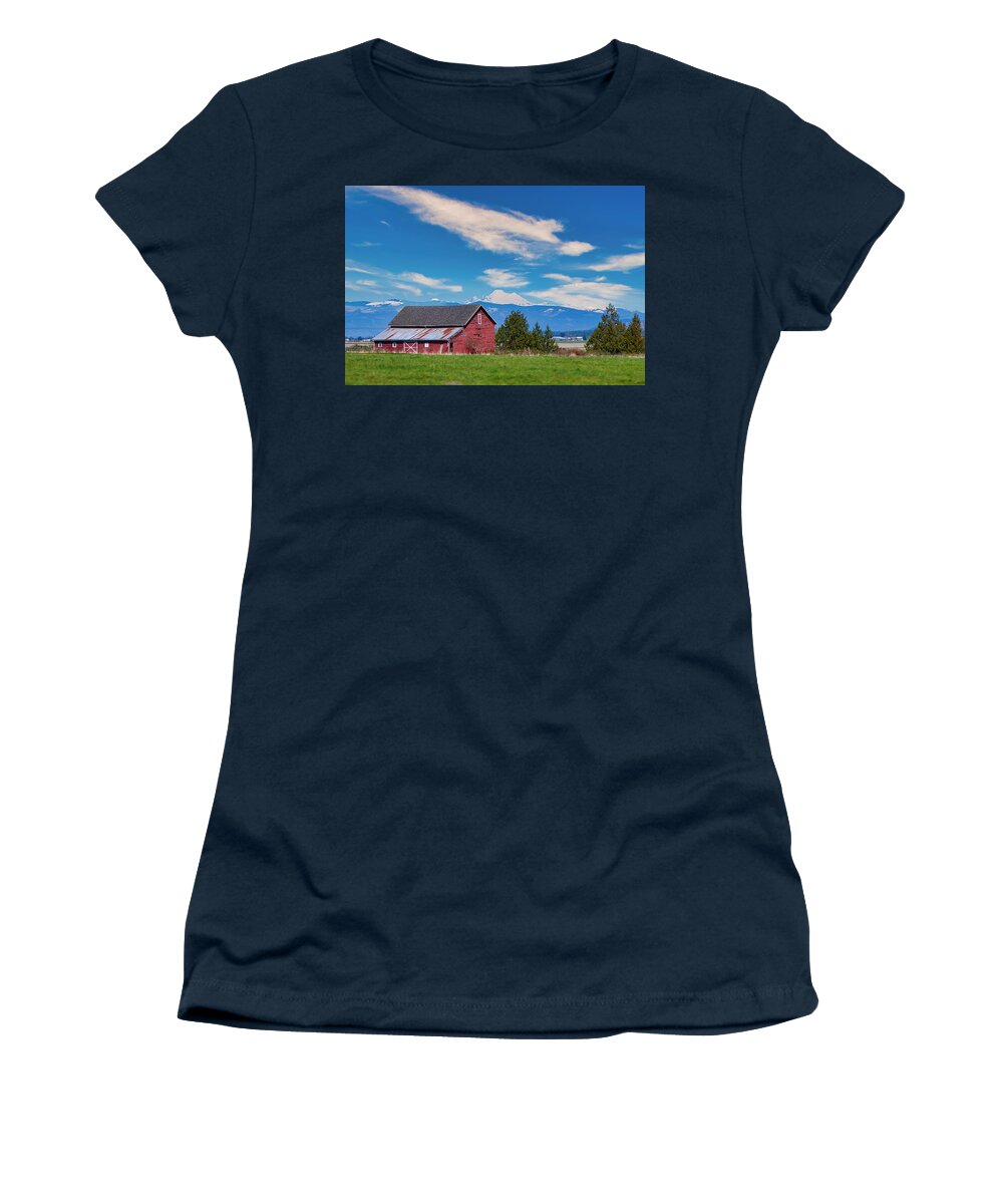 Mt Baker Women's T-Shirt featuring the photograph Baker and Barn by Steph Gabler