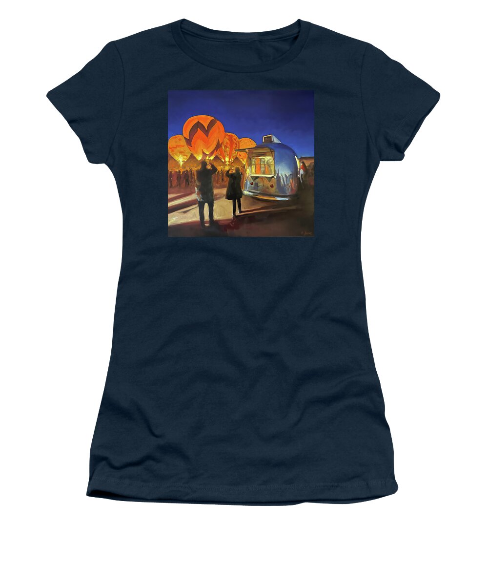 Airstream Women's T-Shirt featuring the painting Balloon Glow by Elizabeth Jose