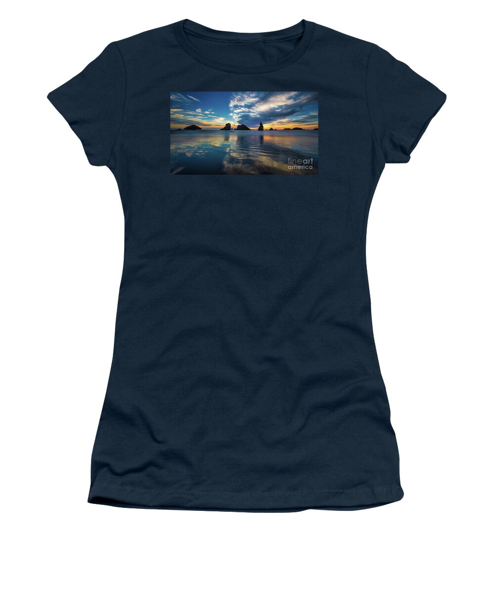 Bandon Beach Women's T-Shirt featuring the photograph Bandon Beach Blues by Doug Sturgess