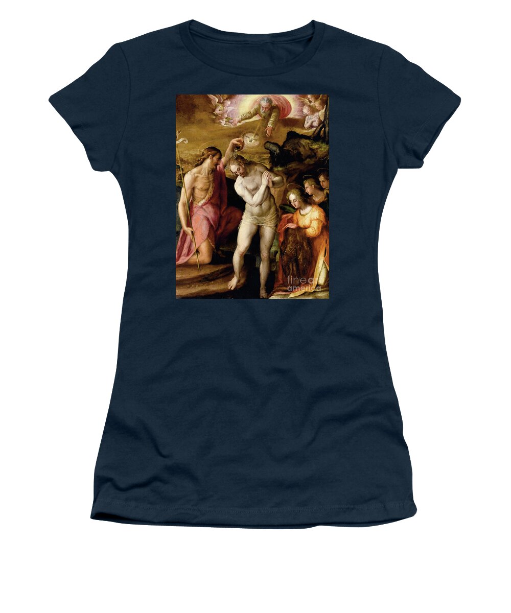 Baptism Of Christ Women's T-Shirt featuring the painting Baptism of Christ by Prospero Fontana