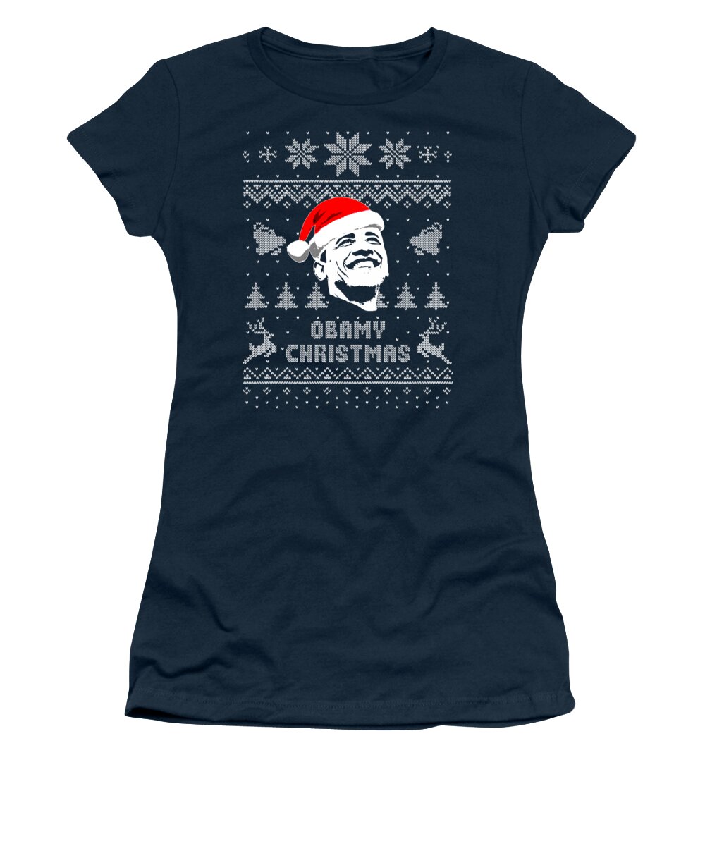 Santa Women's T-Shirt featuring the digital art Barack Obama Obamy Christmas by Filip Schpindel