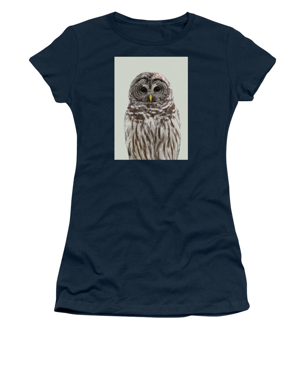 Barred Owl Women's T-Shirt featuring the painting Barred Owl in 5 Colors by Judy Cuddehe