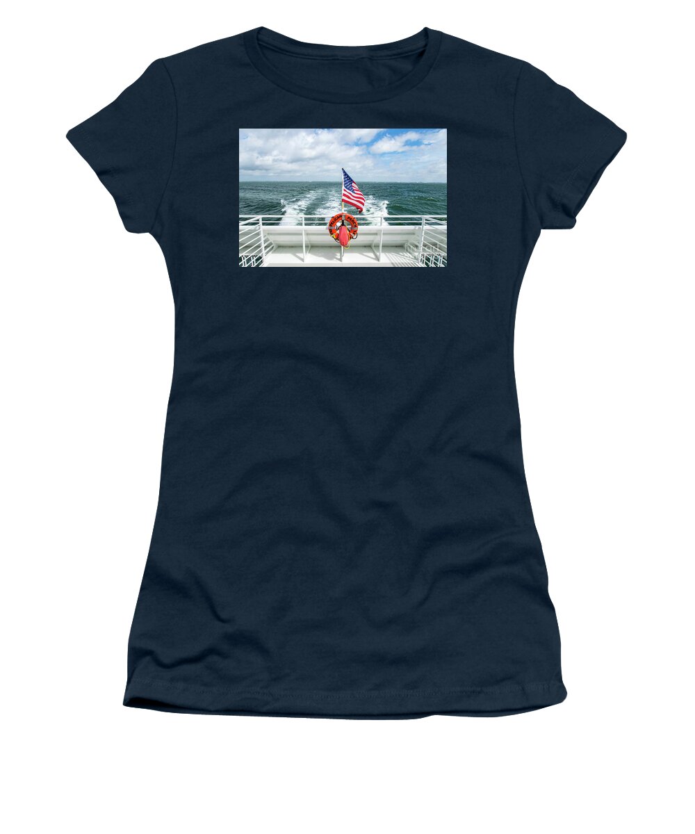 Pensacola Women's T-Shirt featuring the photograph Bayside Ferry View by Beachtown Views