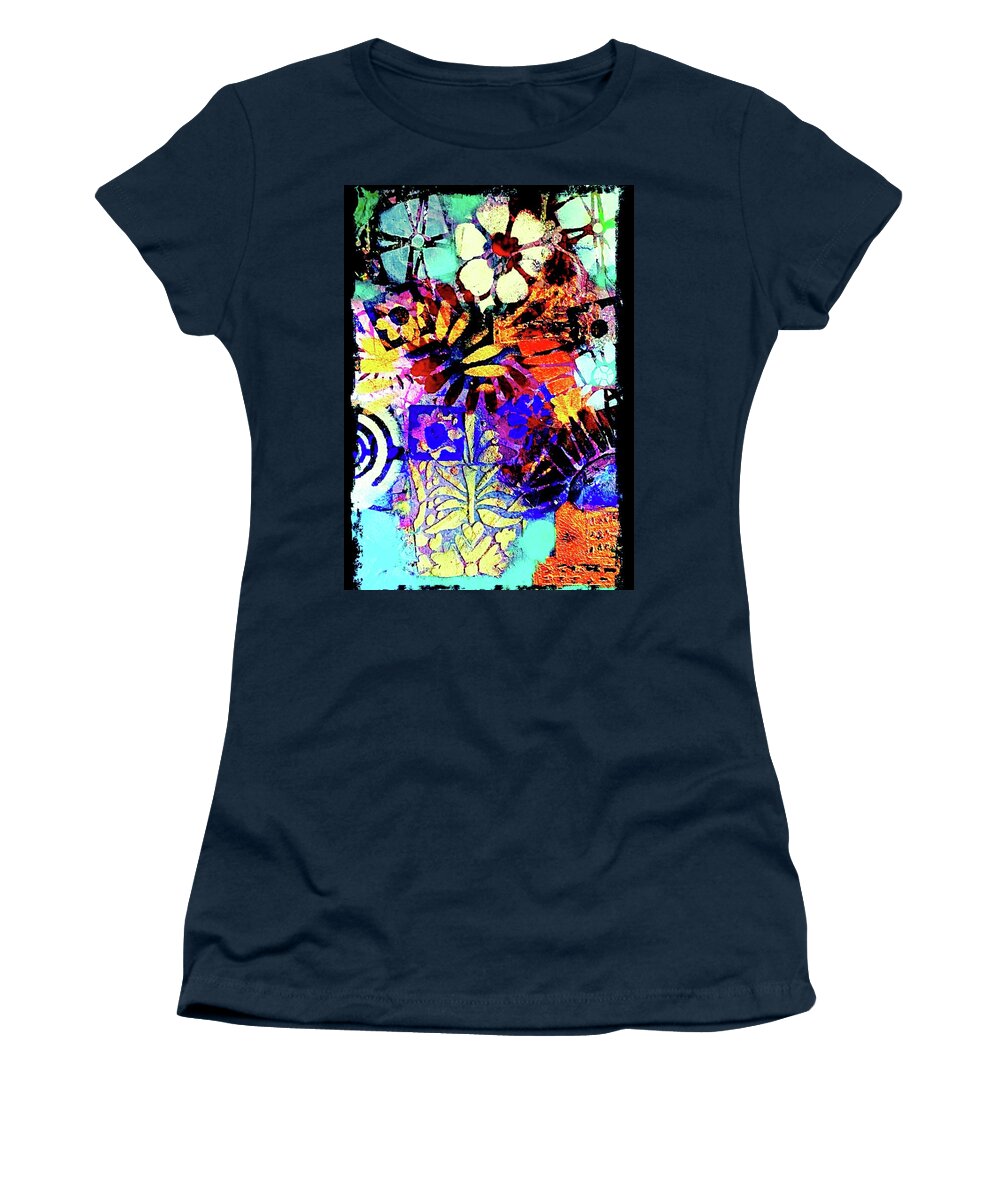 #flowers Women's T-Shirt featuring the painting Be Happy by Tommy McDonell