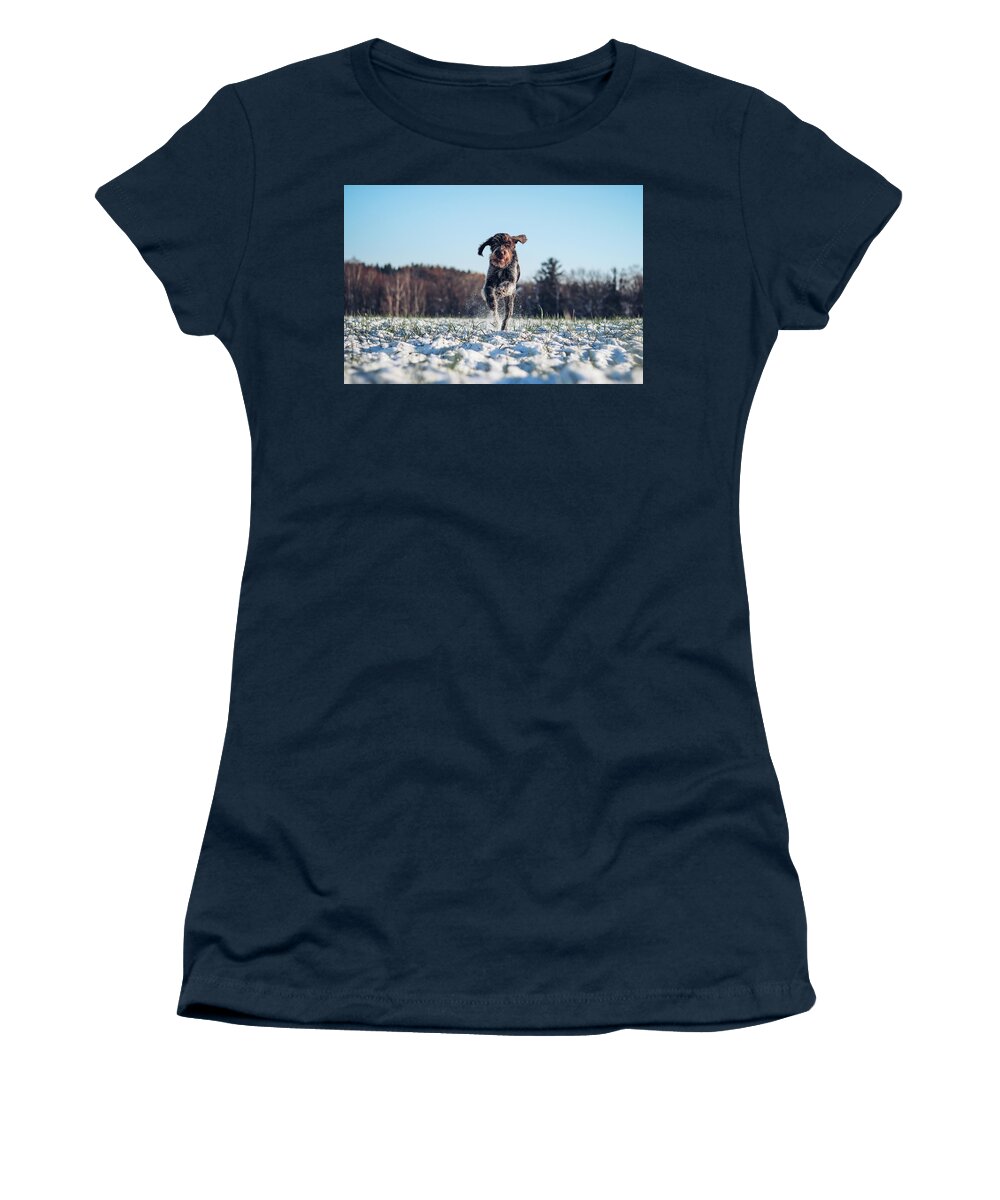 Bohemian Wire Women's T-Shirt featuring the photograph Speed And Power By A Hunting Bitc by Vaclav Sonnek