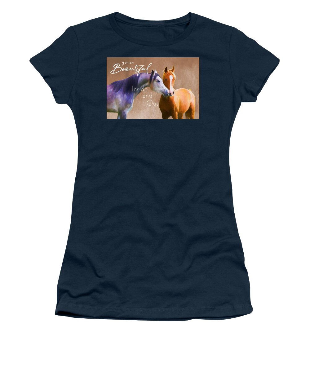 Horses Women's T-Shirt featuring the digital art Beautiful Loving Horses by Steve Ladner
