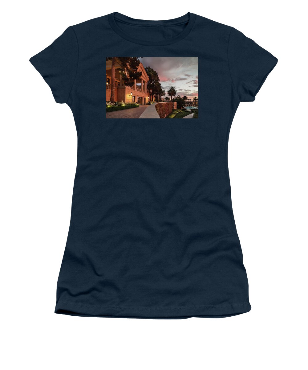 Travel Women's T-Shirt featuring the photograph Beautiful sunset in Newport Beach California by Sviatlana Kandybovich
