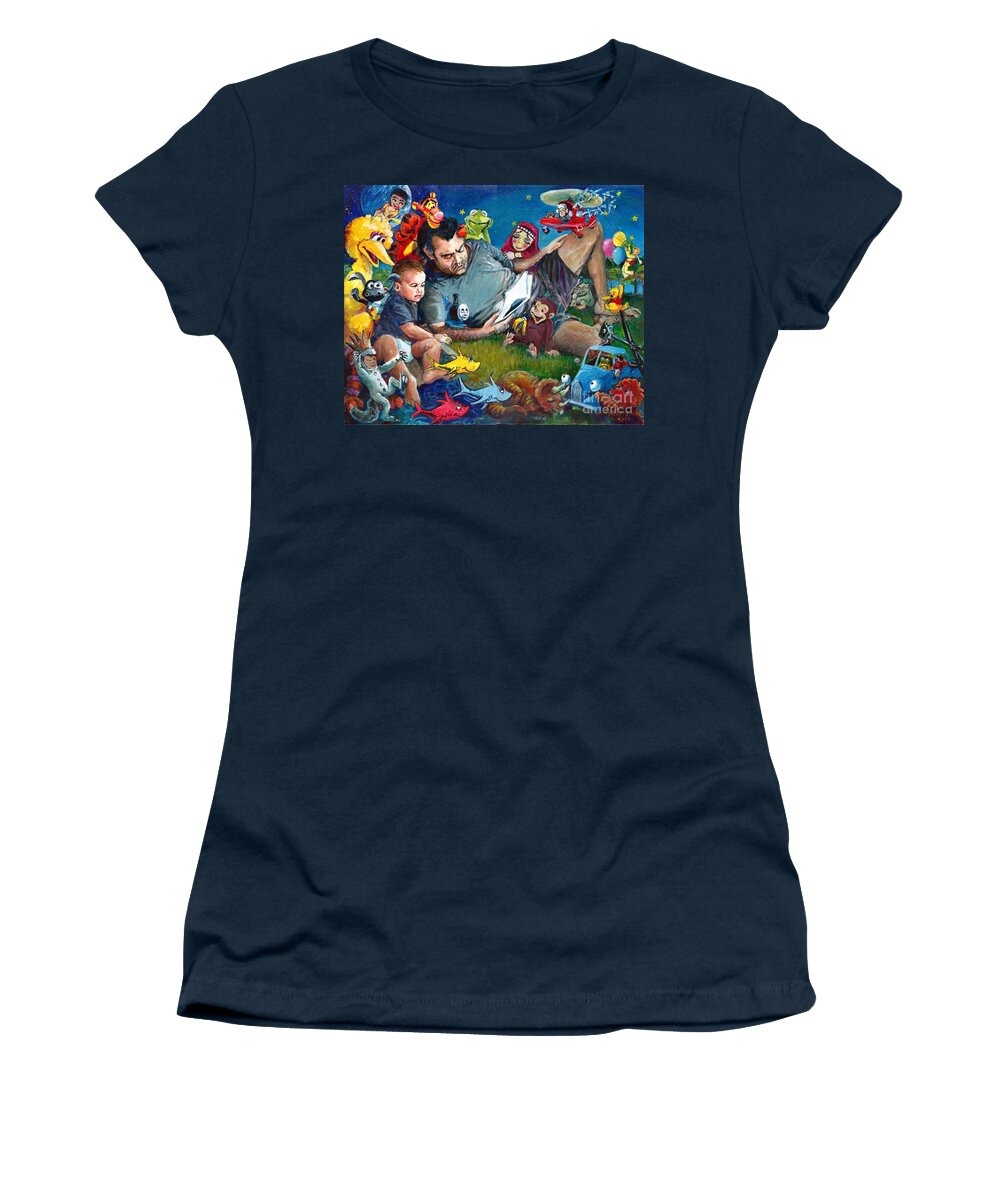 Bedtime Stories Women's T-Shirt featuring the painting Bedtime Stories by Merana Cadorette