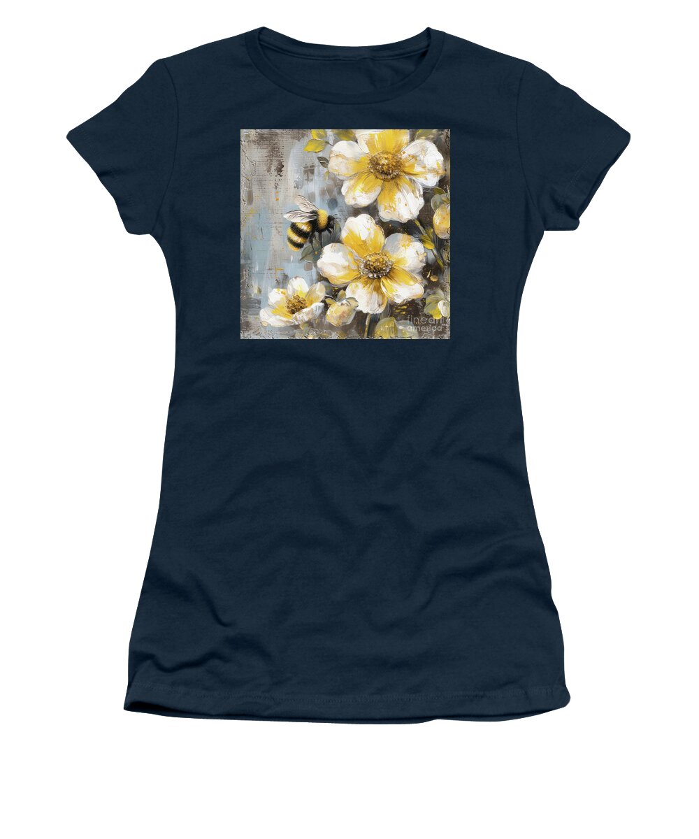 Daisy Flowers Women's T-Shirt featuring the painting Bee Free by Tina LeCour
