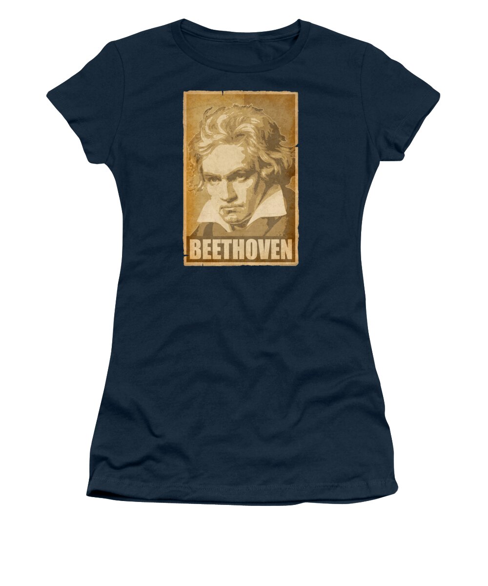 Beethoven Women's T-Shirt featuring the digital art Beethoven Propaganda Pop Art by Filip Schpindel