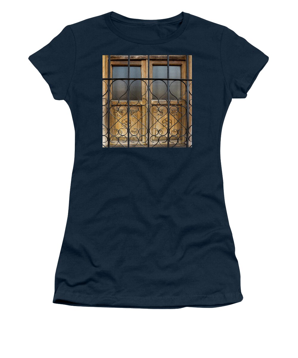 Doors Women's T-Shirt featuring the photograph Behind Closed Doors by Leslie Struxness