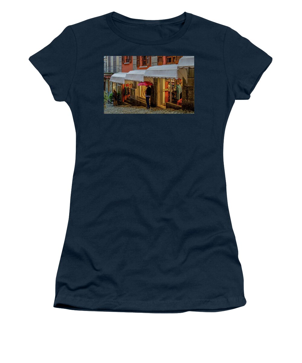 Bellagio Women's T-Shirt featuring the photograph Bellagio Rainy Afternoon by Douglas Wielfaert