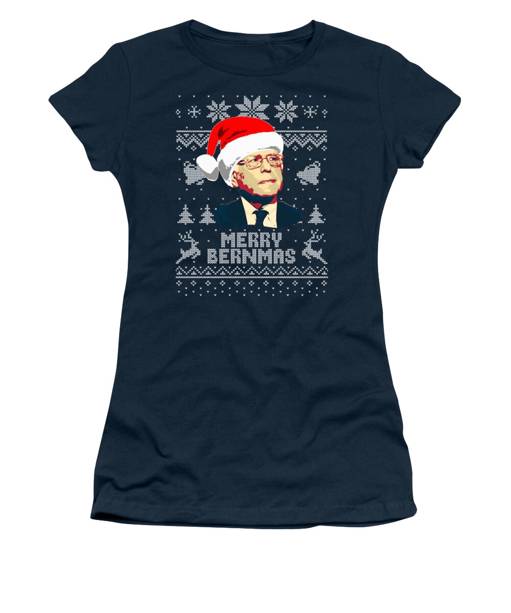 Santa Women's T-Shirt featuring the digital art Bernie Sanders Merry Bernmas by Filip Schpindel