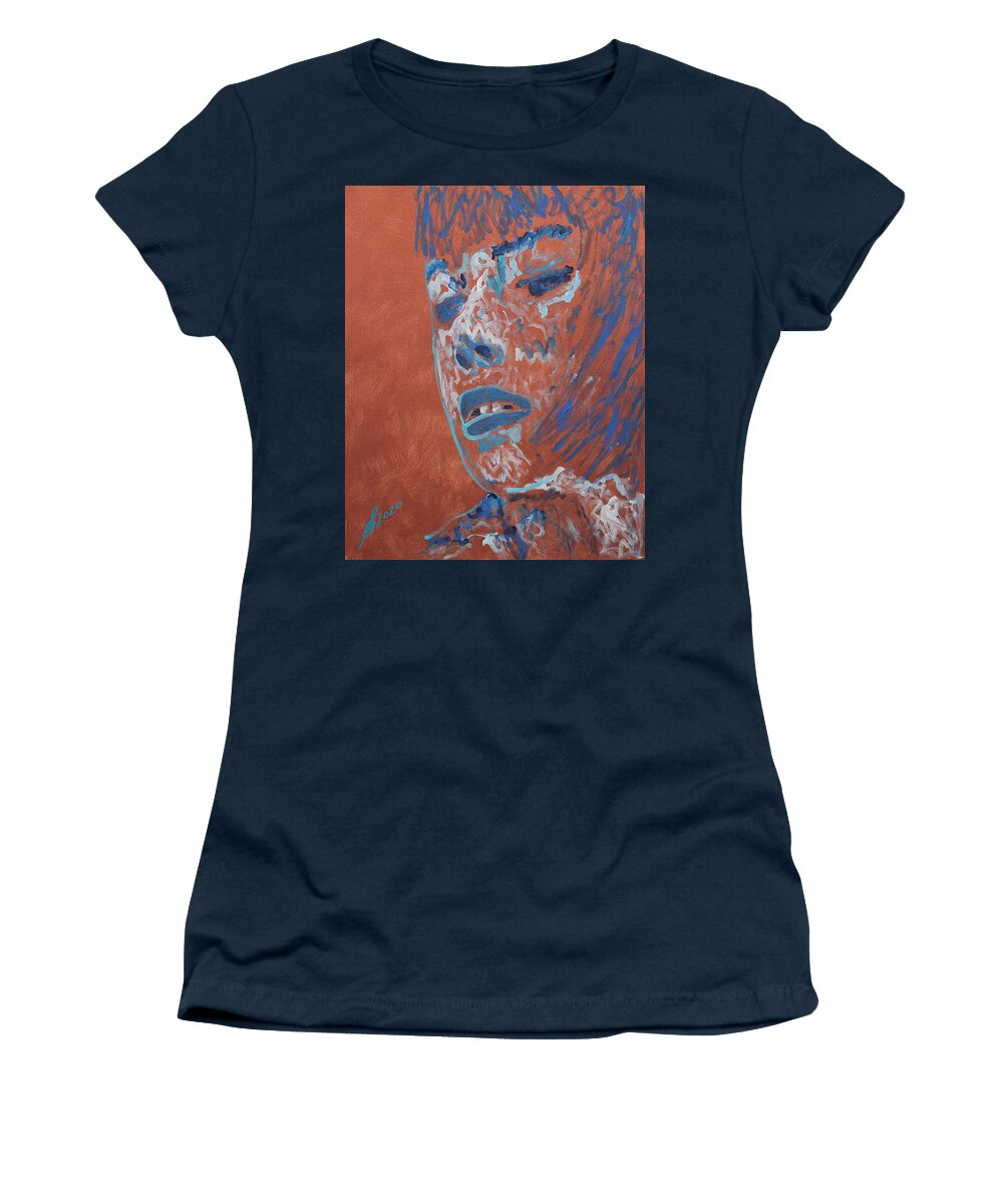 Betty Blue Women's T-Shirt featuring the painting Betty Blue original painting by Sol Luckman
