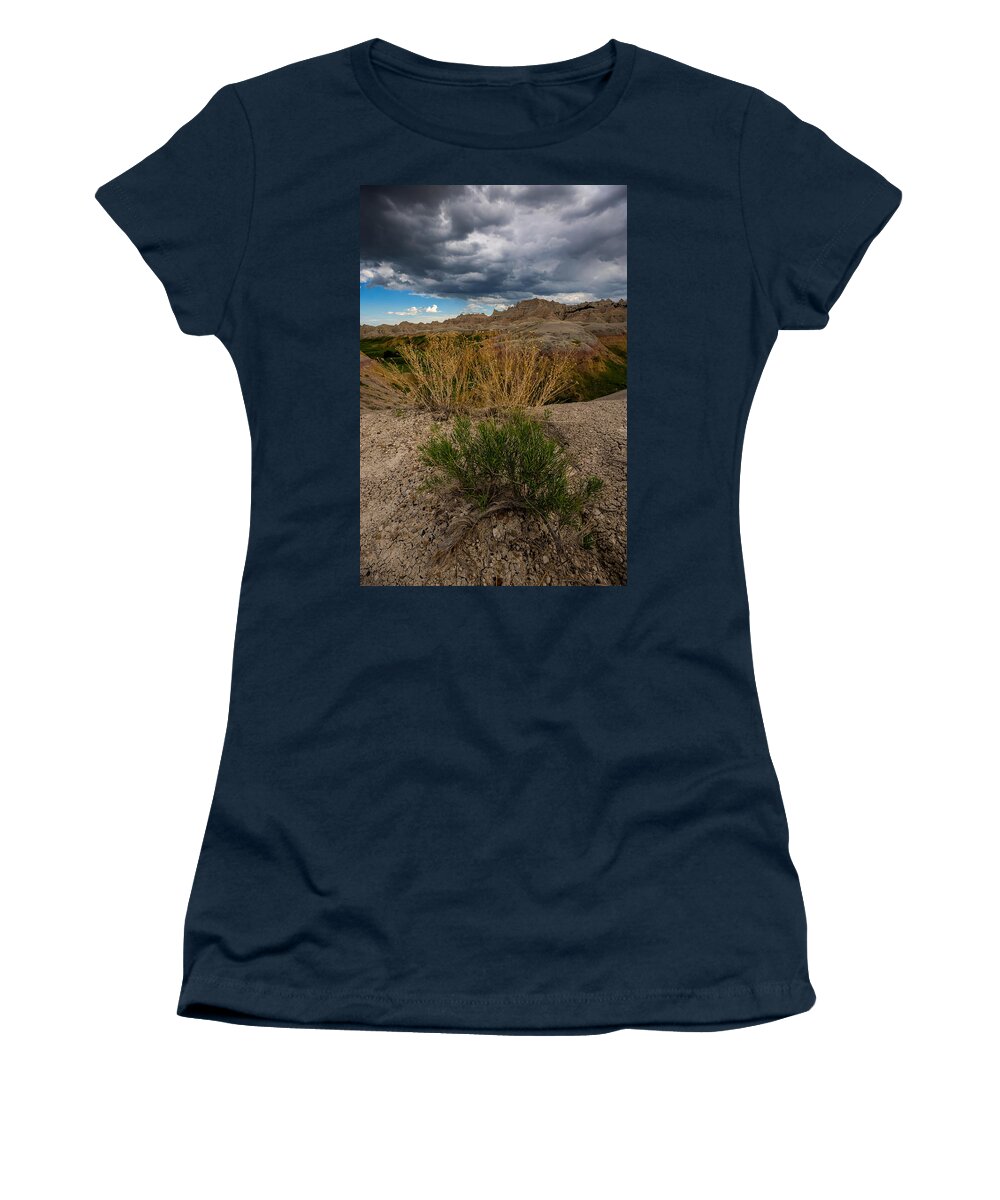 Canon Eos R5 Women's T-Shirt featuring the photograph Beyond the Grey Sky by Aaron J Groen