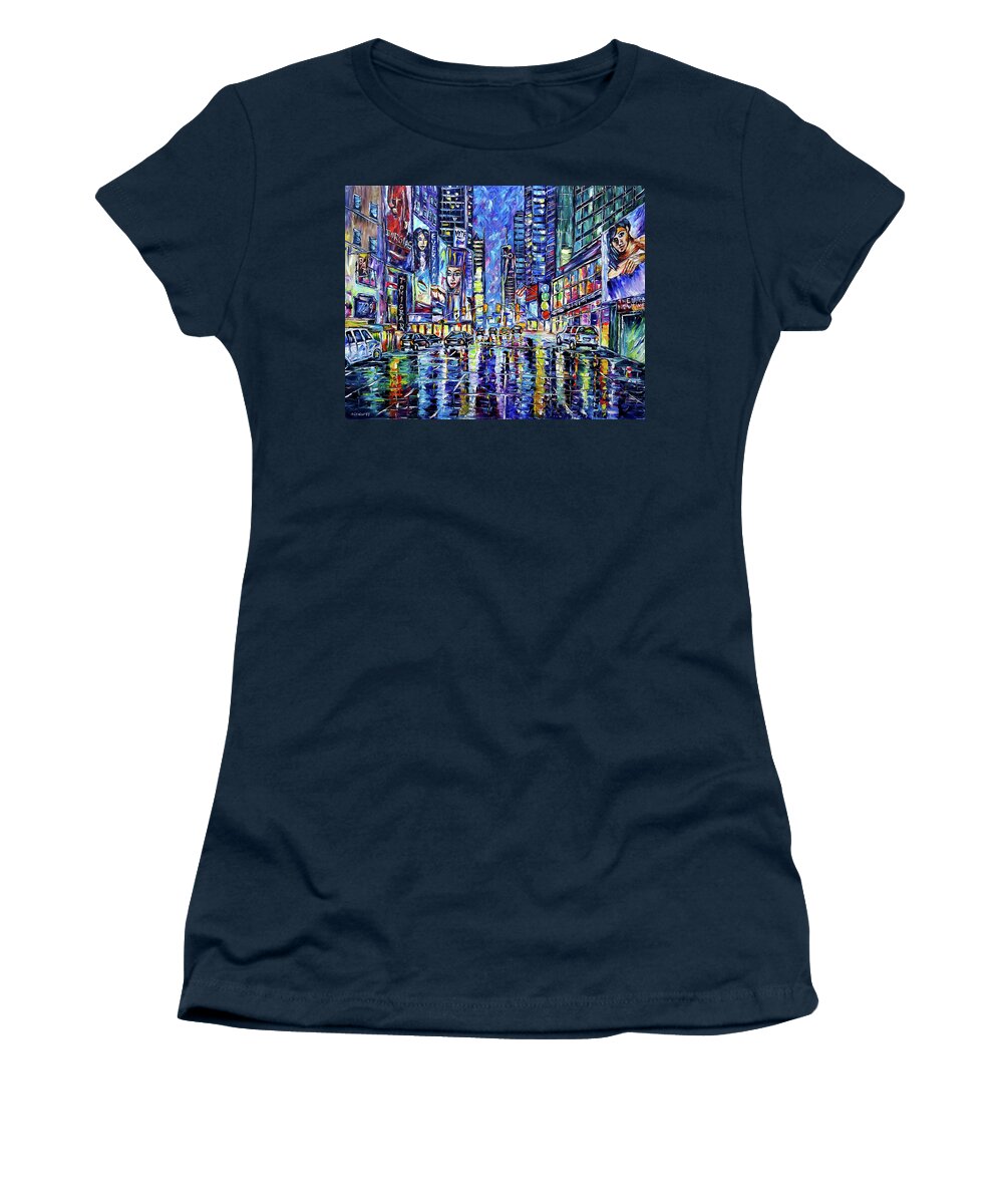 Colorful New York Painting Women's T-Shirt featuring the painting Big Apple by Mirek Kuzniar