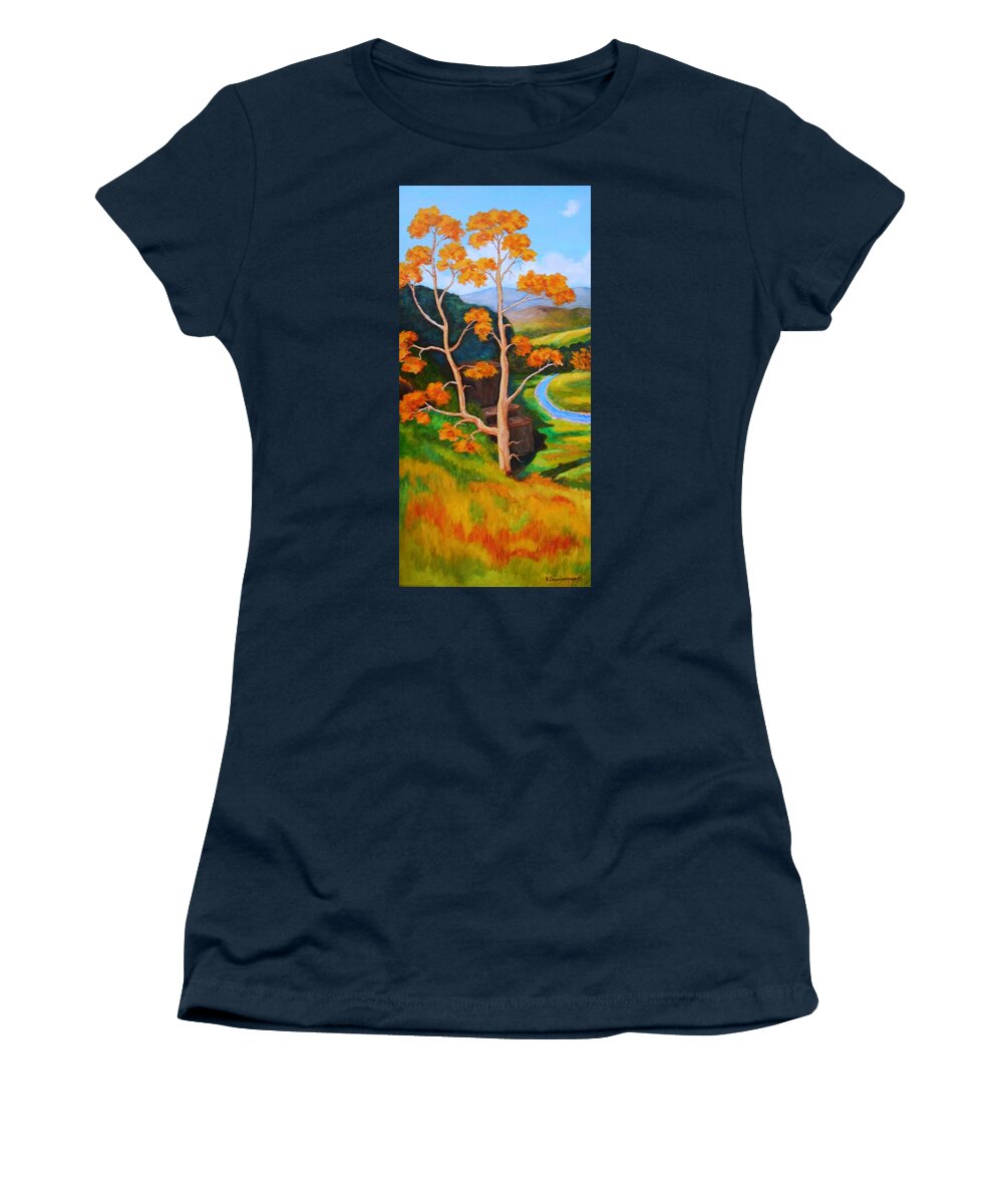 Trees Women's T-Shirt featuring the painting Big Autumn Tree by Konstantinos Charalampopoulos