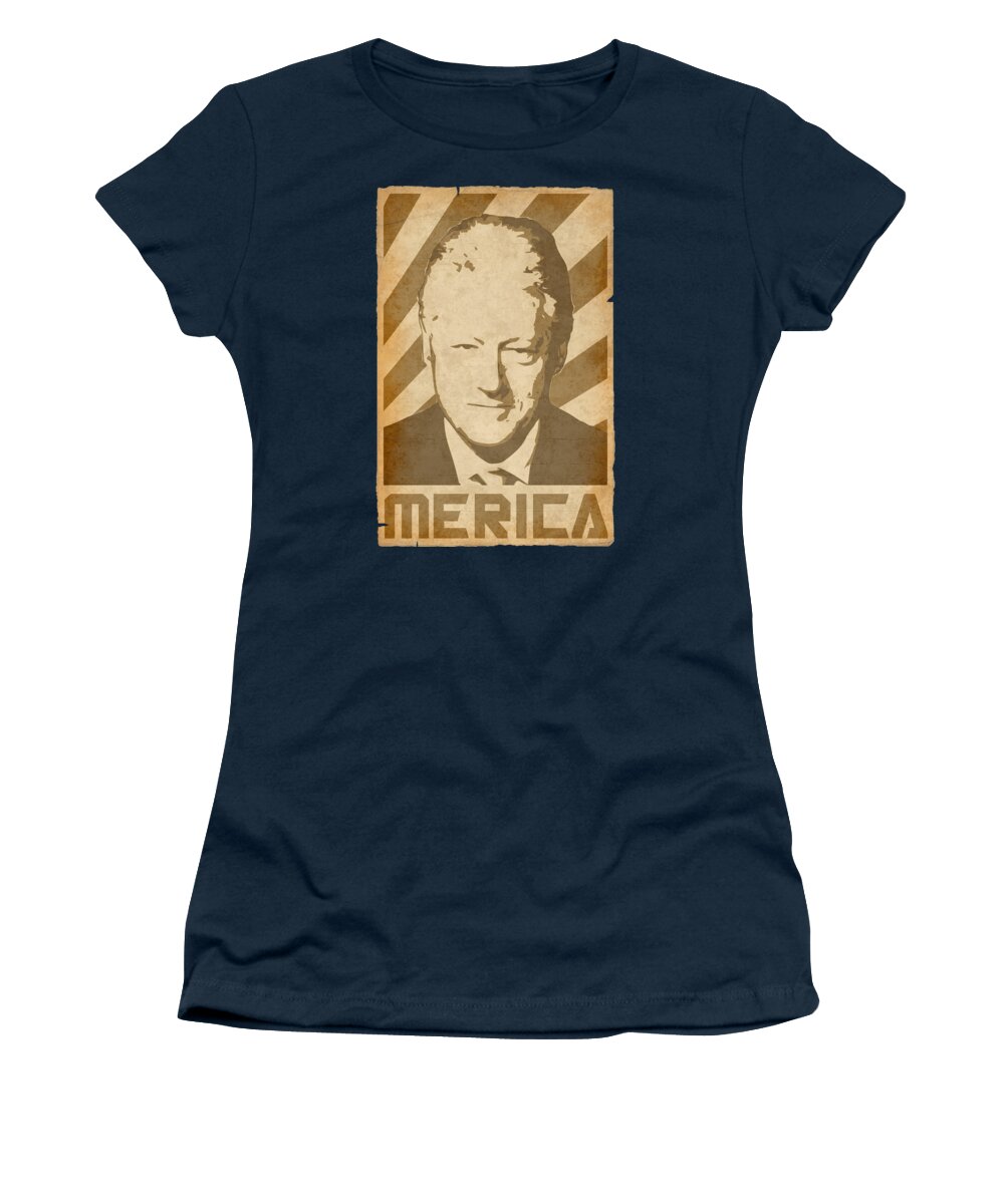Bill Women's T-Shirt featuring the digital art Bill Clinton Merica Retro Propaganda by Filip Schpindel