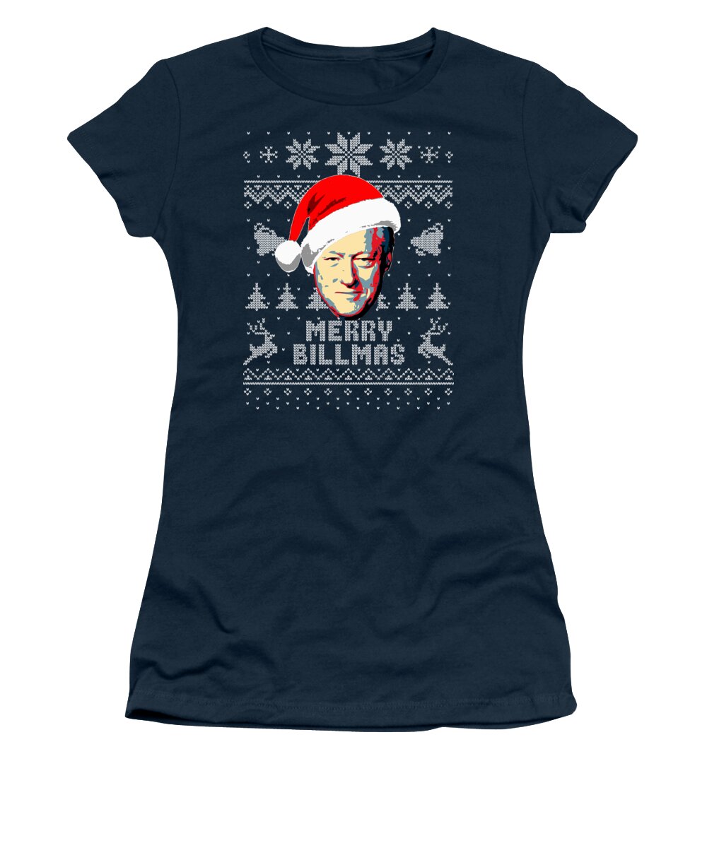 Santa Women's T-Shirt featuring the digital art Bill Clinton Merry Billmas by Filip Schpindel