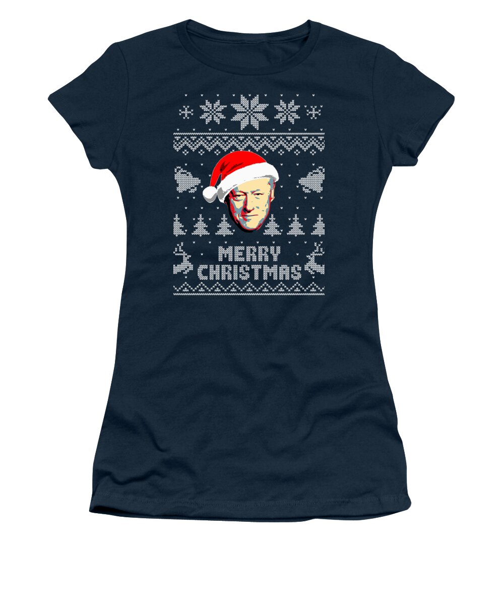 North America Women's T-Shirt featuring the digital art Bill Clinton Merry Christmas by Filip Schpindel