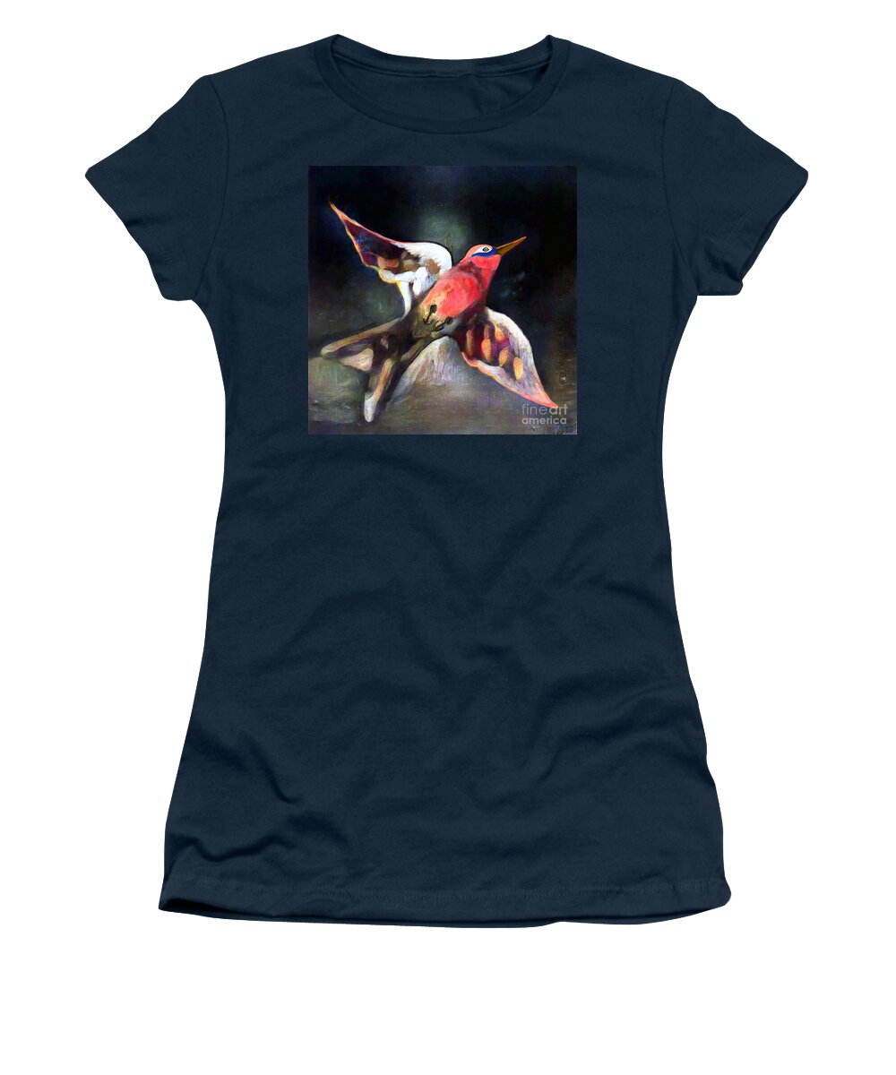 American Art Women's T-Shirt featuring the digital art Bird Flying Solo 0130 by Stacey Mayer