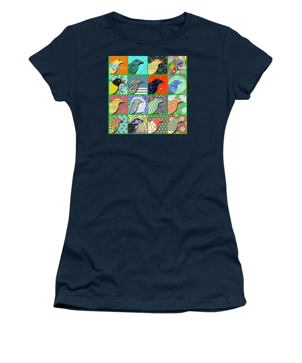 Bird Women's T-Shirt featuring the digital art Birdland - green by Steve Hayhurst