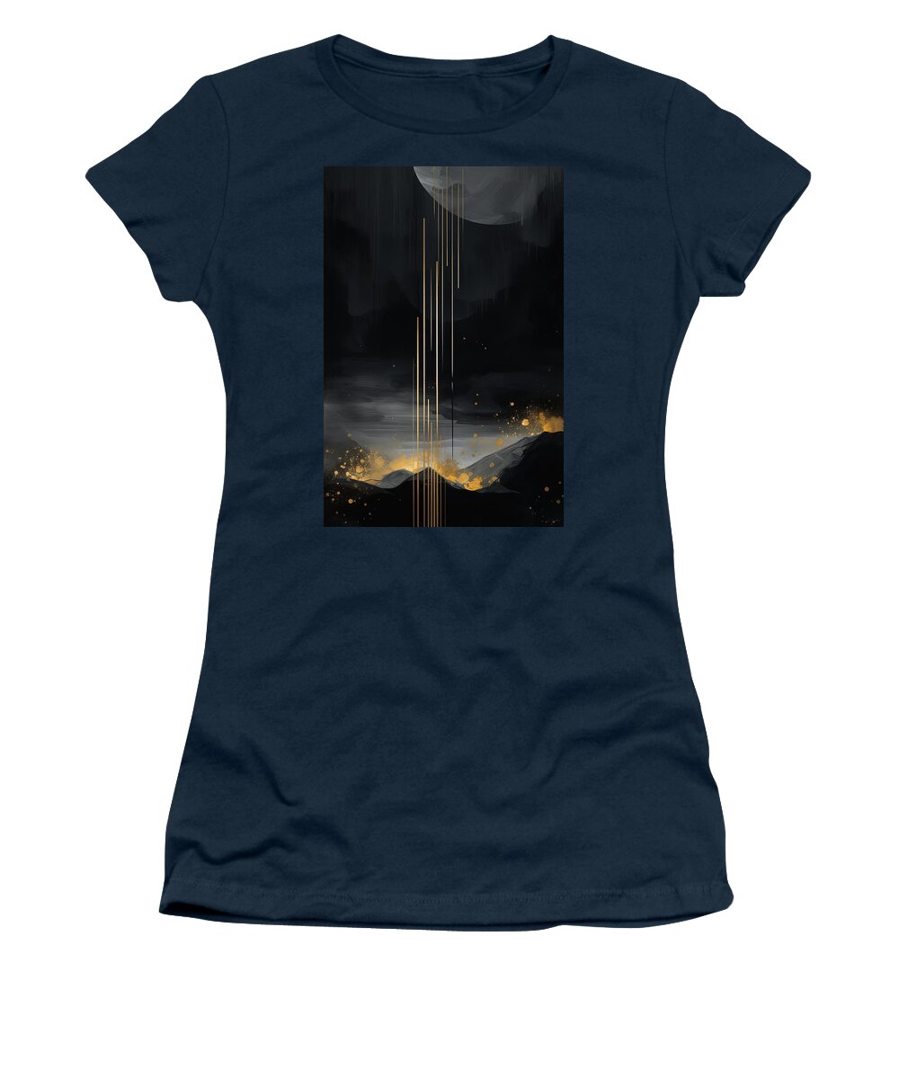 Black And Gold Abstract Art Women's T-Shirt featuring the painting Black and Gold Enigma by Lourry Legarde