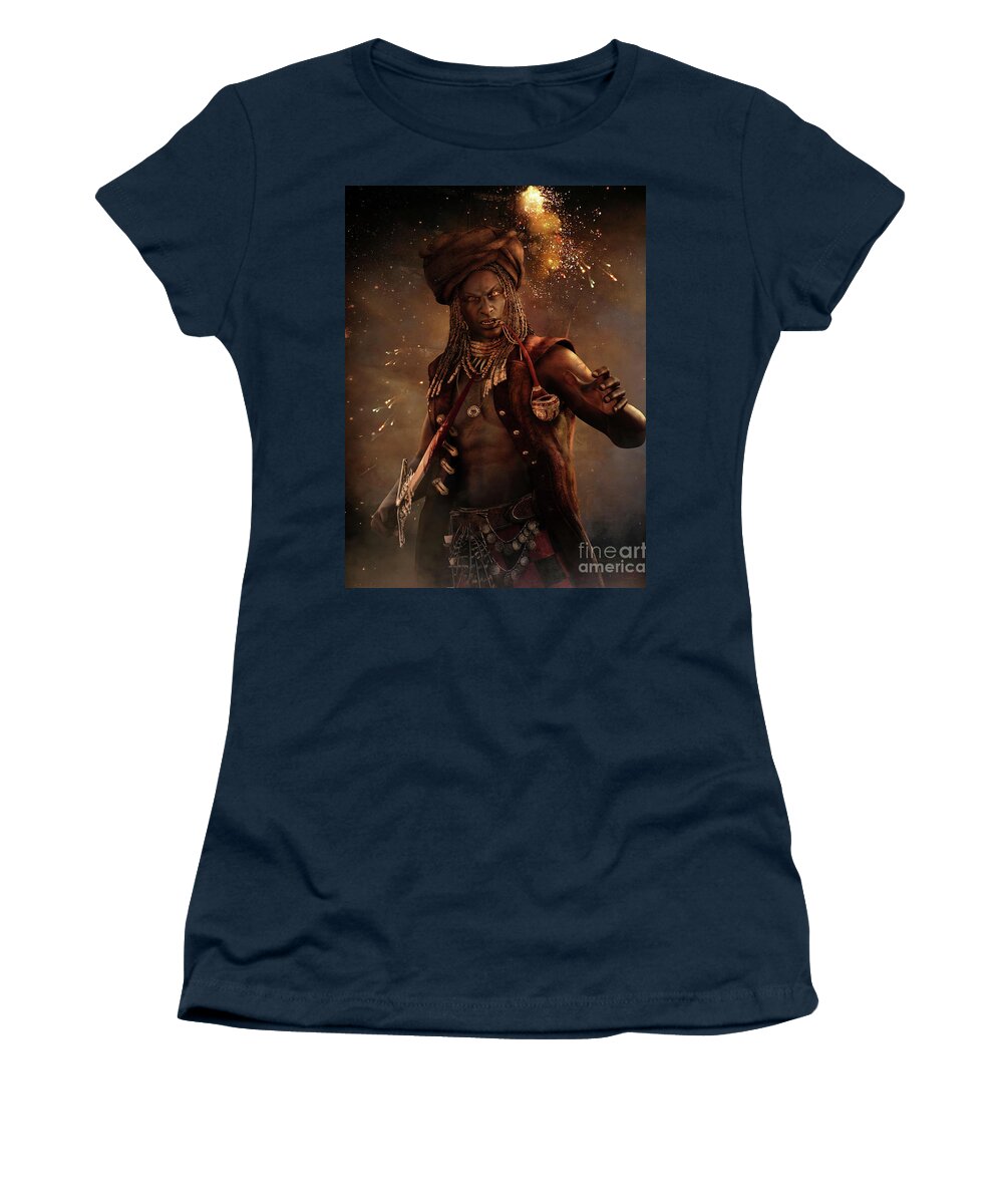 Black Caesar Women's T-Shirt featuring the digital art Black Caesar Pirate by Shanina Conway