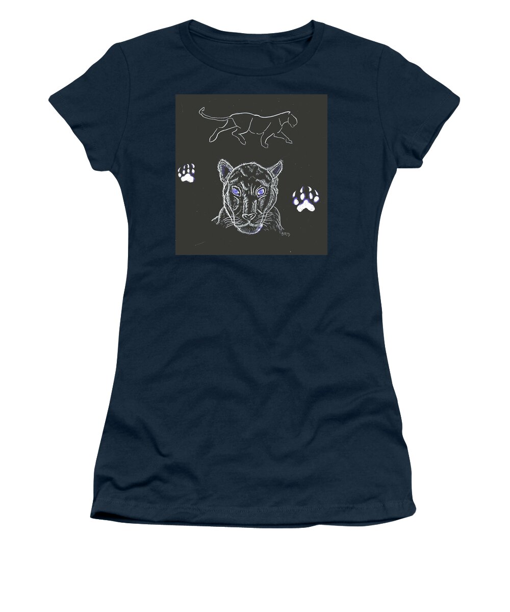 Panther Women's T-Shirt featuring the drawing Black Panther by Branwen Drew