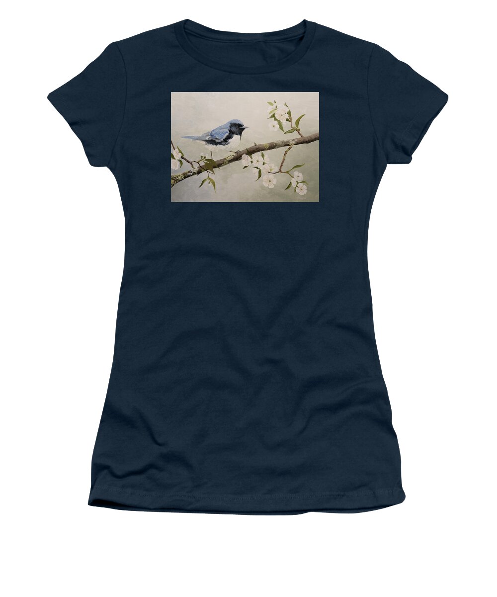 Warbler Women's T-Shirt featuring the painting Black-throated Blue Warbler by Charles Owens