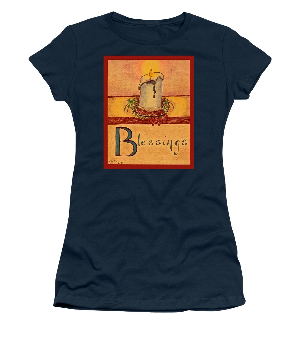 Blessings Women's T-Shirt featuring the drawing Blessings by Karen Nice-Webb