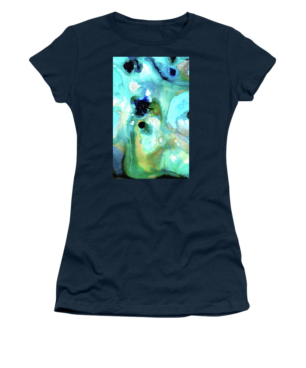 Abstract Women's T-Shirt featuring the painting Blue Abstract Art - Azure Depths - Sharon Cummings by Sharon Cummings