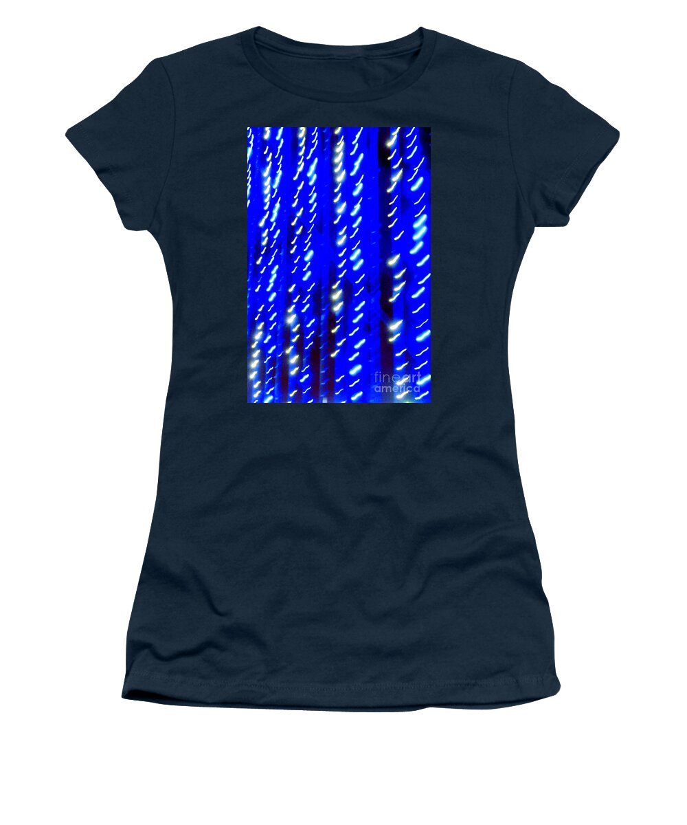 Hanukkah Women's T-Shirt featuring the photograph Blue and White Holiday Lights by Bentley Davis