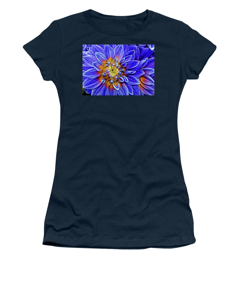 Nature Women's T-Shirt featuring the photograph Blue Dahlia Macro by Bruce Bley