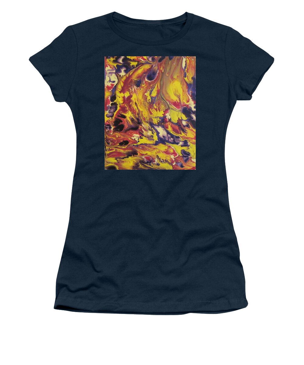 Abstract Women's T-Shirt featuring the painting Blue Eyed Girl by Ron Durnavich