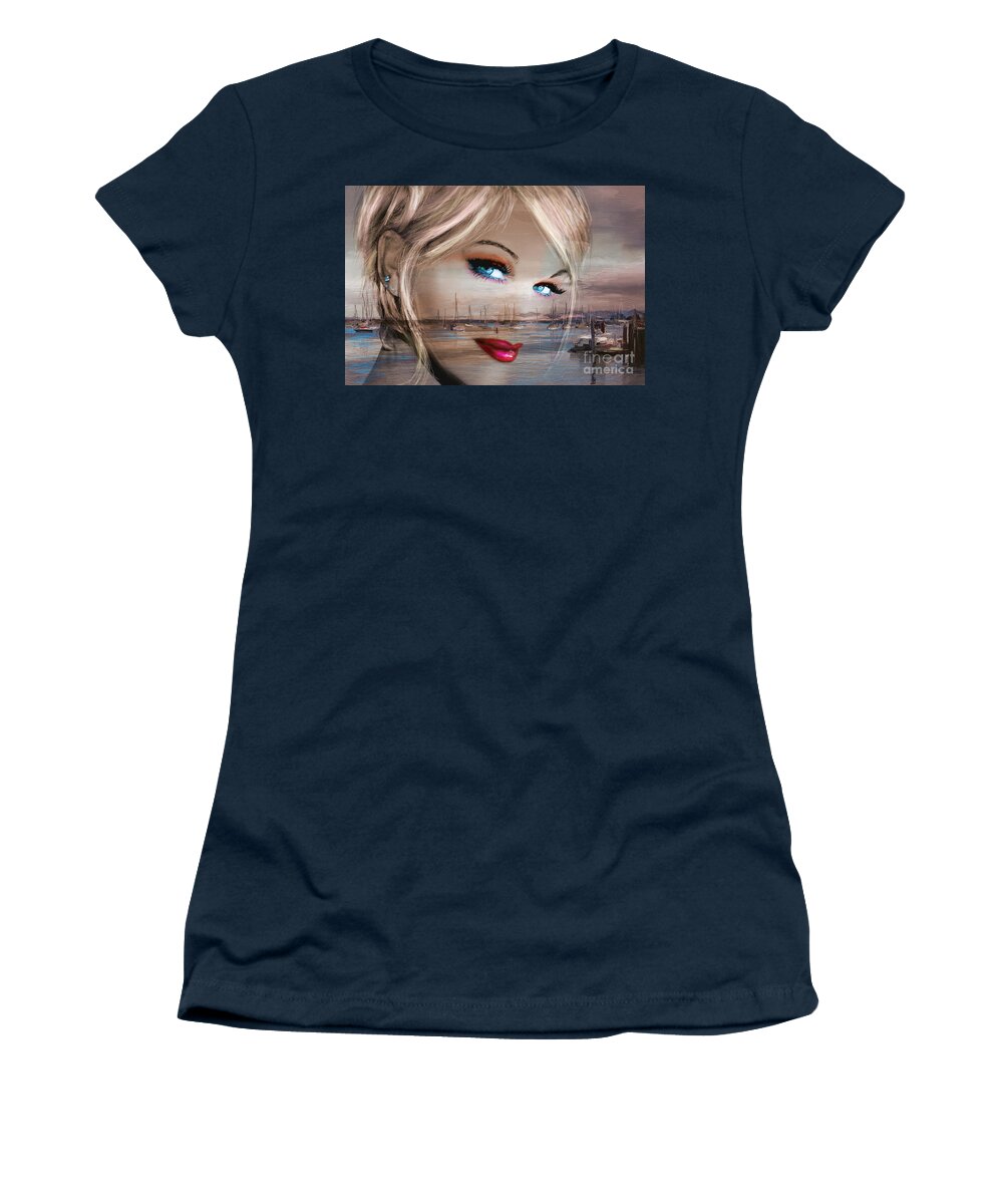 Angie Braun Women's T-Shirt featuring the painting Blue Eyes Bay by Angie Braun