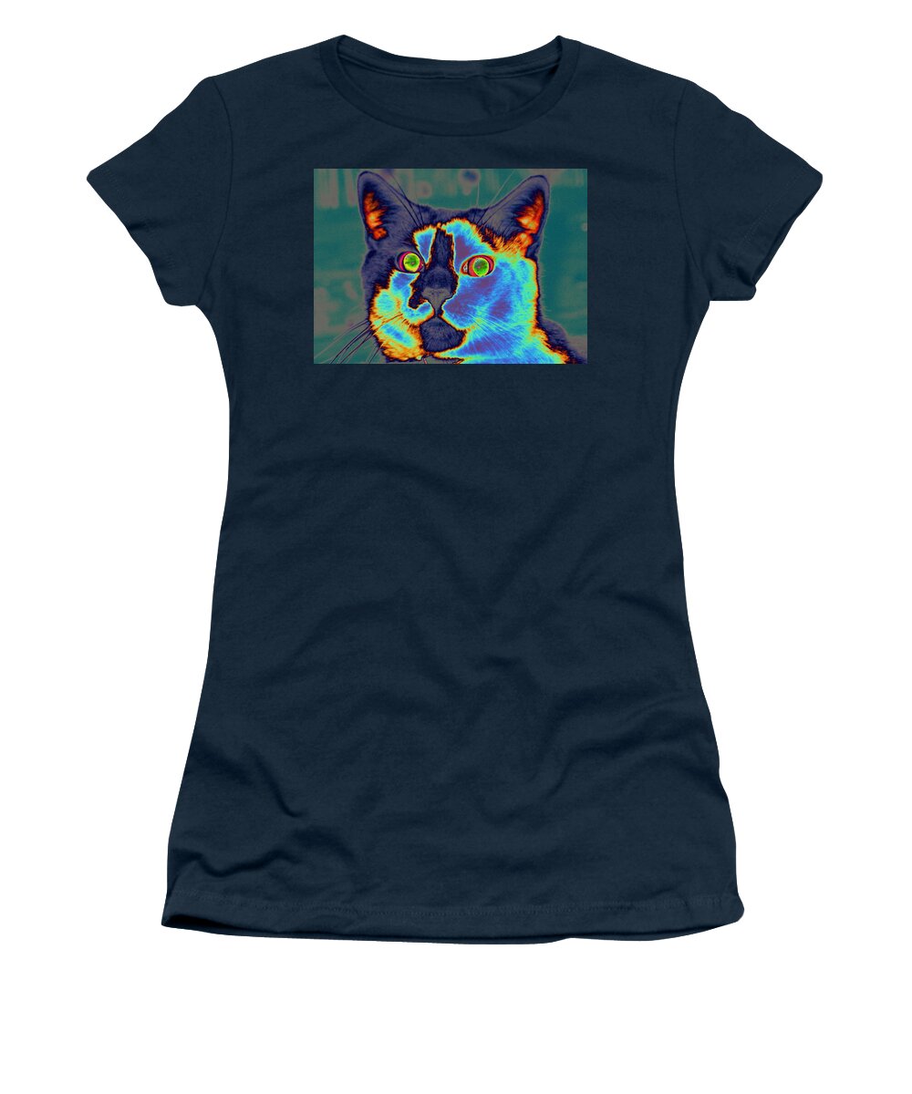 Kitty Women's T-Shirt featuring the digital art Blue Kitty by Larry Beat