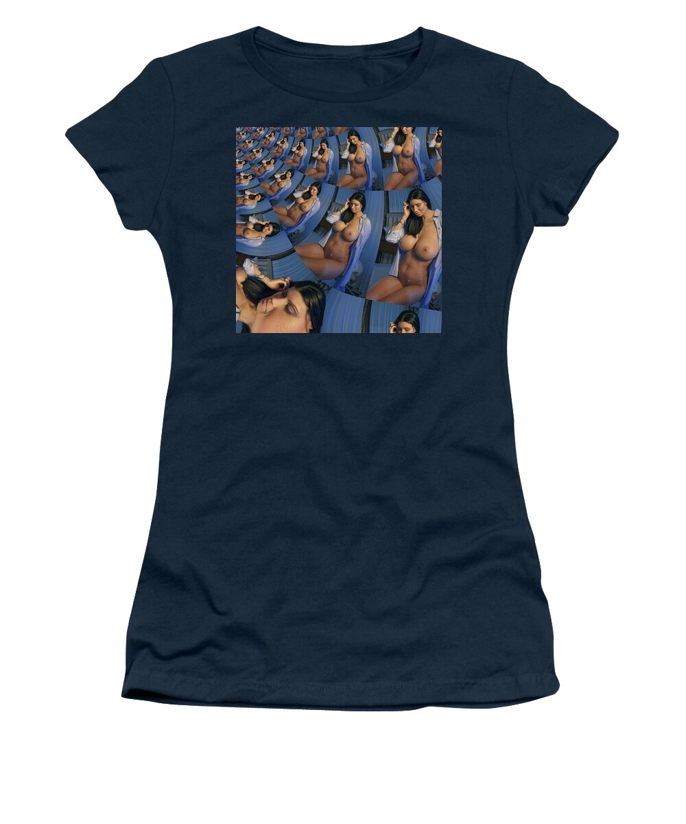 Naked Women's T-Shirt featuring the digital art Blue Melody by Stephane Poirier