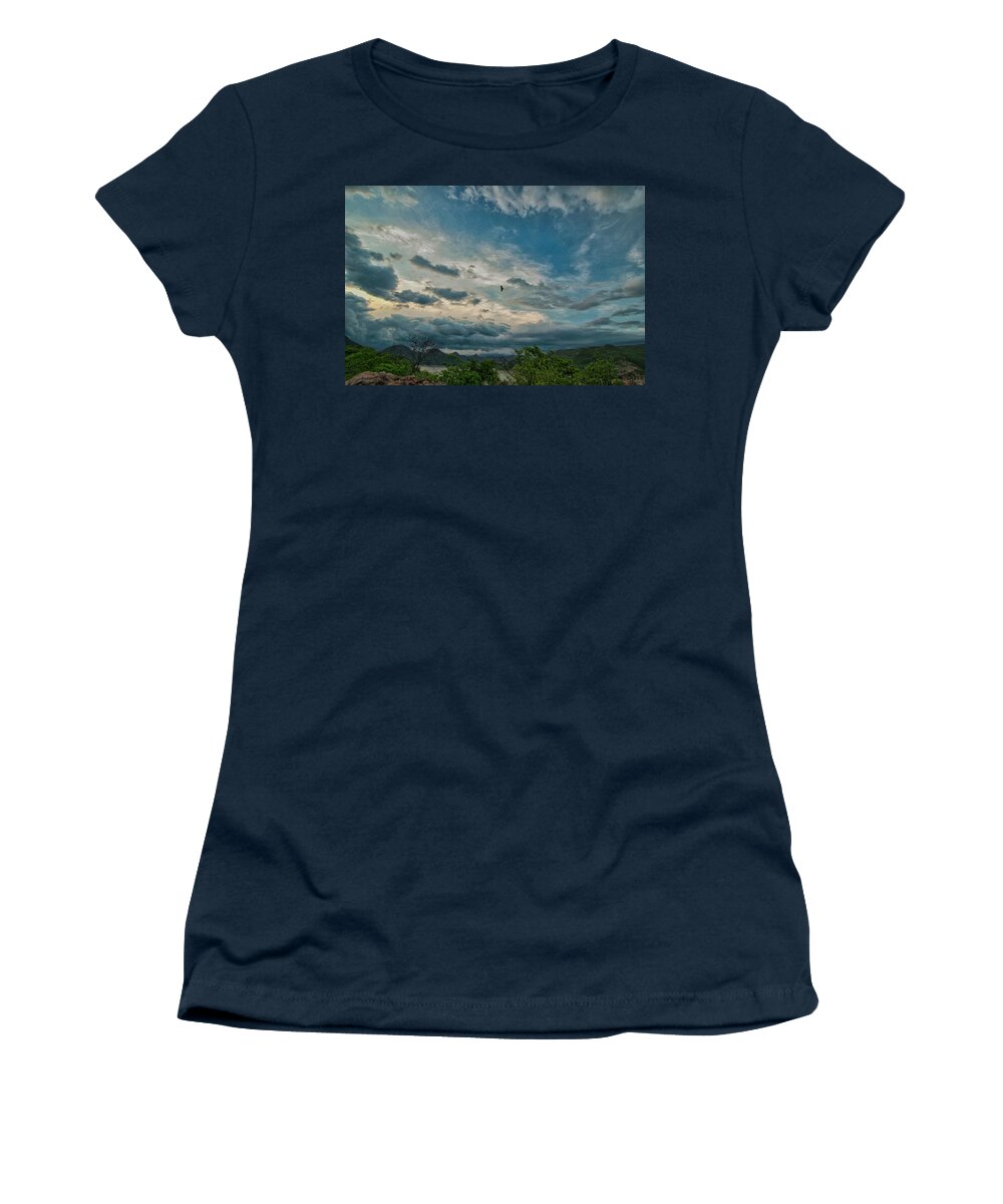 Mountains Women's T-Shirt featuring the photograph Blue Sky Mountains by Montez Kerr