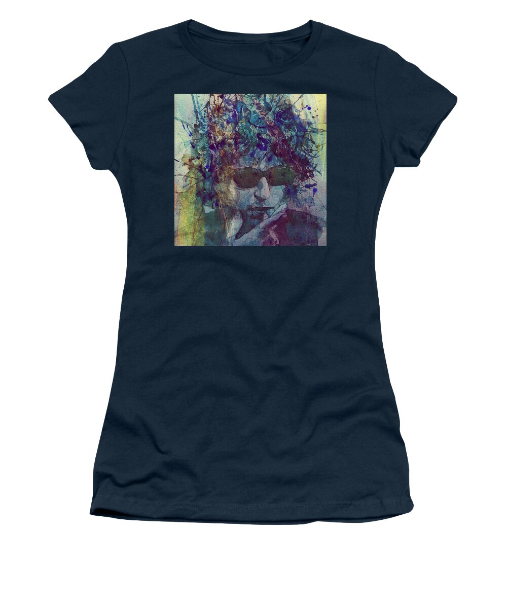 Bob Dylan Women's T-Shirt featuring the painting Bob Dylan @21 New Series by Paul Lovering