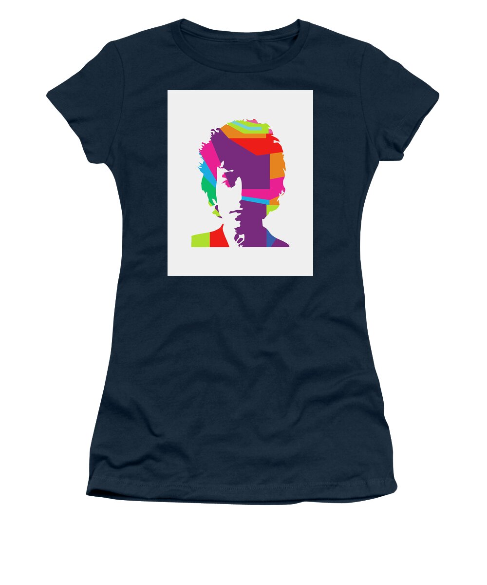 Bob Dylan Women's T-Shirt featuring the digital art Bob Dylan 4 POP ART by Ahmad Nusyirwan