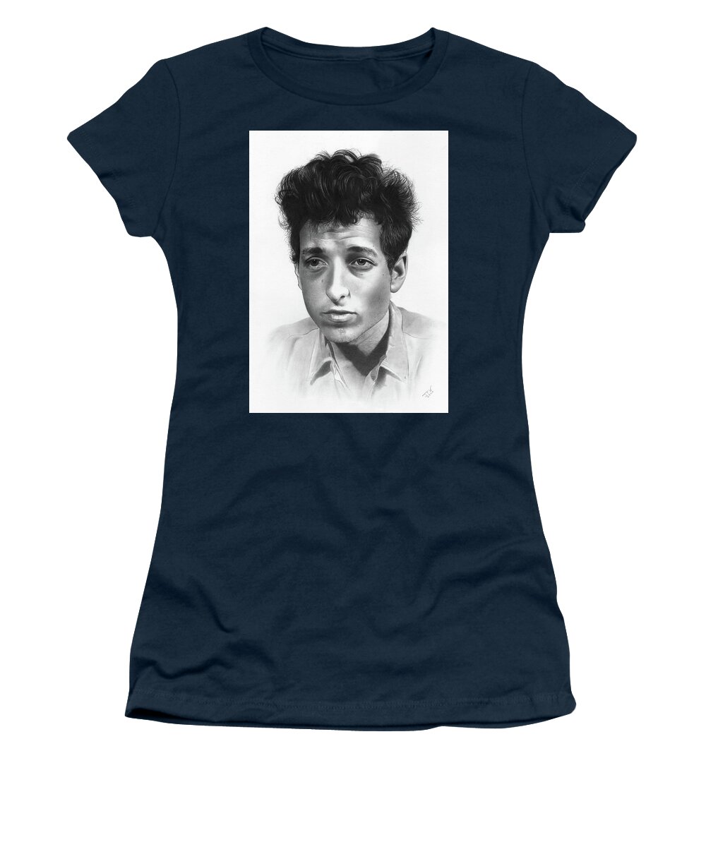 Bob Dylan Women's T-Shirt featuring the drawing Bob Dylan by JPW Artist