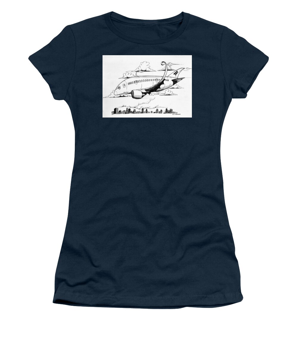Boeing Women's T-Shirt featuring the drawing Boeing 767 by Michael Hopkins