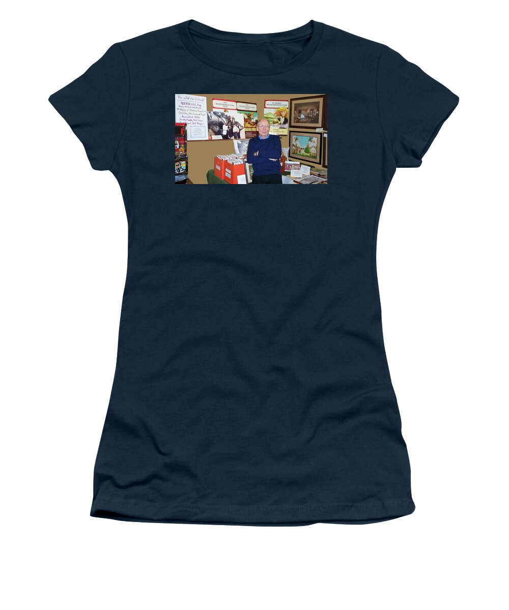 Reynold Jay Women's T-Shirt featuring the photograph Book Signing Booth Antique Warehouse by Reynold Jay