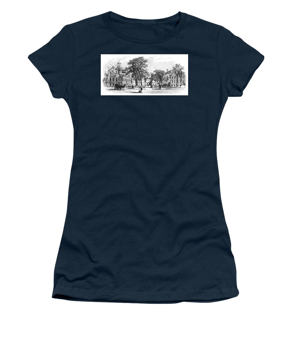 1874 Women's T-Shirt featuring the drawing Boston College, 1874 by J Douglas Woodward