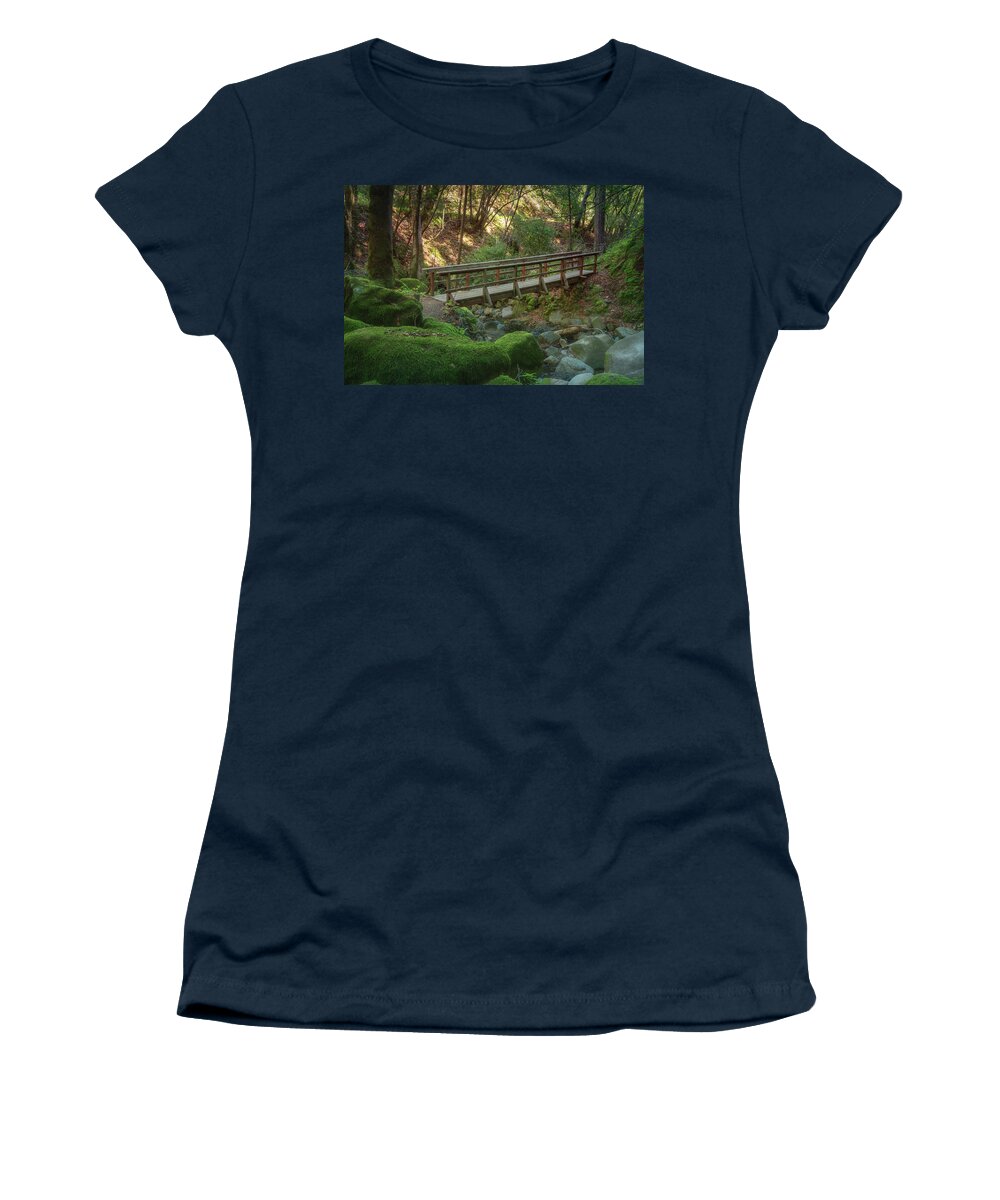 Color Women's T-Shirt featuring the photograph Bridge in the Moss by Laura Macky