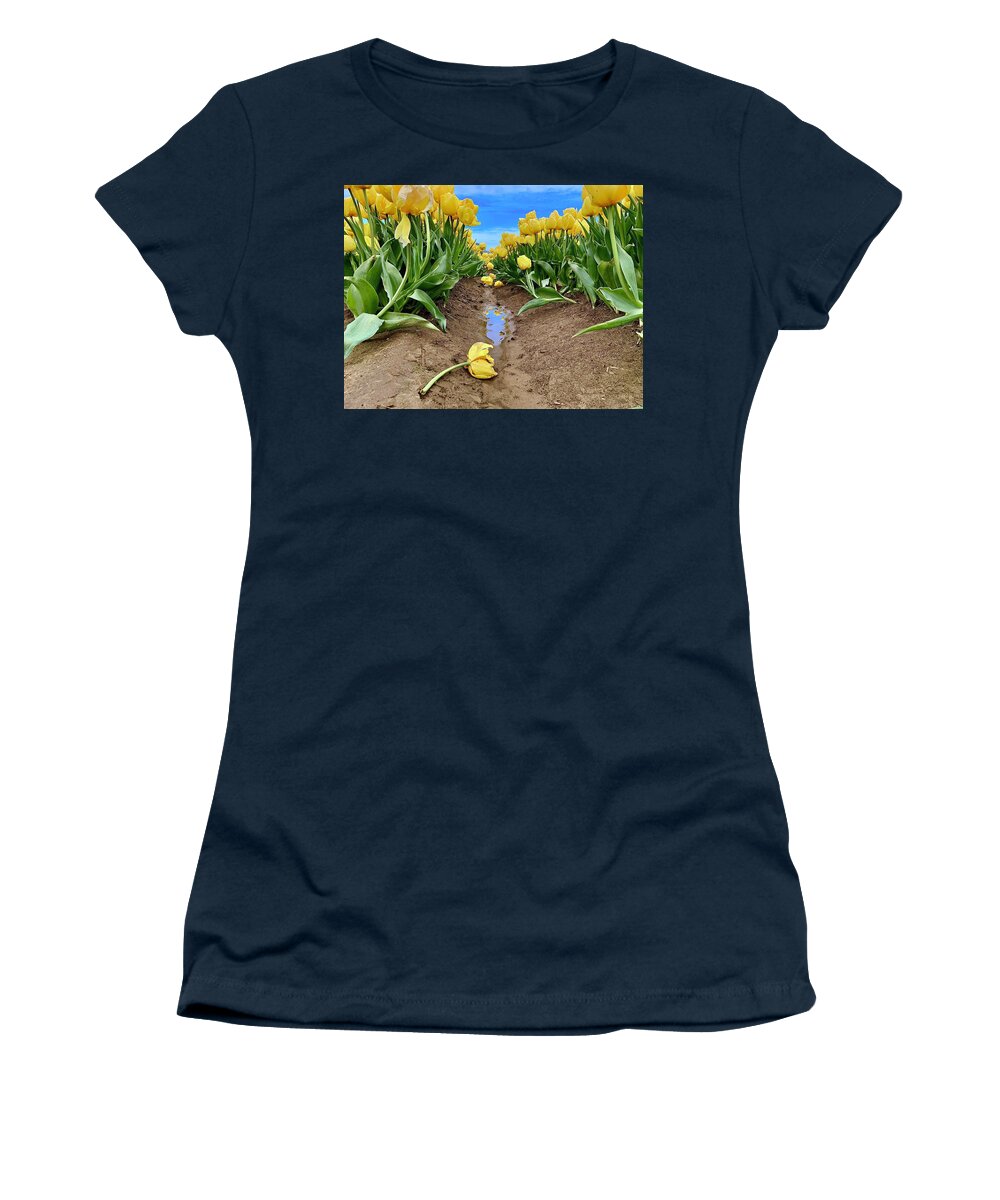 Yellow Women's T-Shirt featuring the photograph Broken Tulip by Brian Eberly
