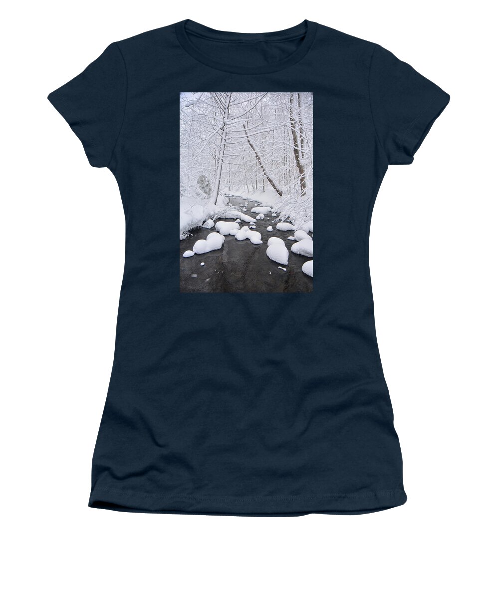 Bromley Brook Winter Women's T-Shirt featuring the photograph Bromley Brook Winter by Raymond Salani III